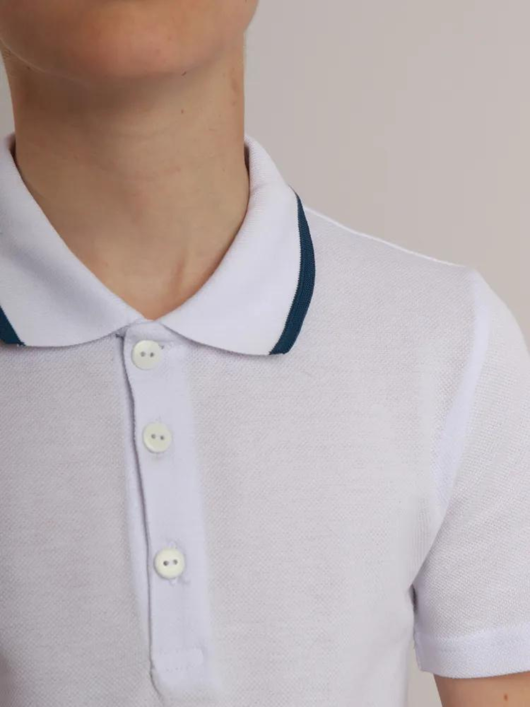 Поло , размер 7 лет, белый/синий — фото 1