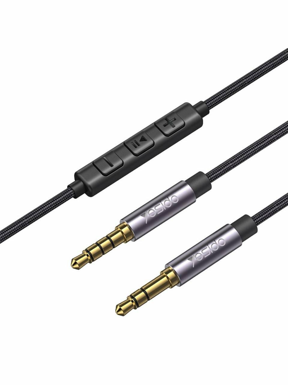 Кабель AUX Yesido, с микрофоном, нейлон, регулировка громкости, 1 м — фото 1