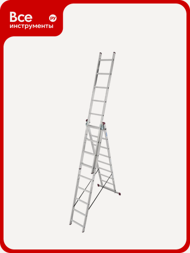 Изображение товара Трехсекционная алюминиевая лестница 3х9 Krause Corda 010391 алюминиевый профиль устойчивый к нагрузкам