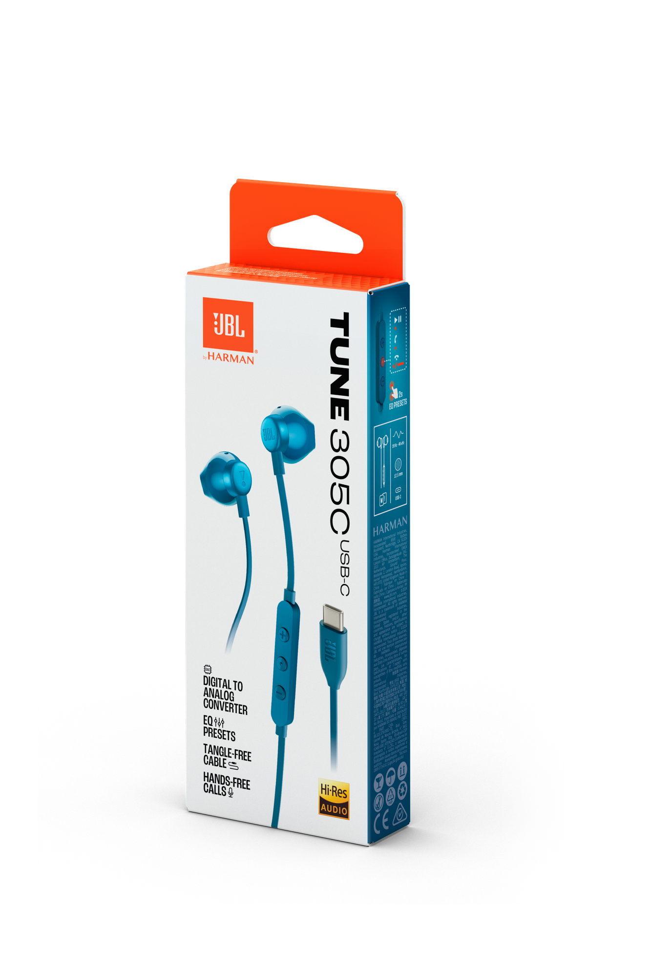 Проводные наушники JBL Tune 305C, синий ( JBLT305CBLU)