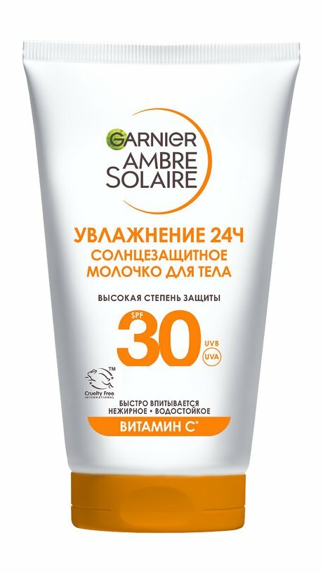 Garnier Ambre Solaire Увлажнение 24Ч Солнцезащитное молочко Для лица и тела SPF 30 Travel Size, Солнцезащитное молочко для лица и тела, 50мл