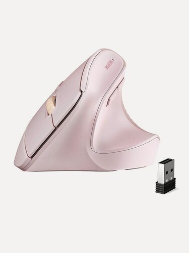 Изображение товара Беспроводная вертикальная мышка UGREEN M571P (65666) Wireless Vertical Mouse 2.4GHz & Bluetooth. Цвет: розовый