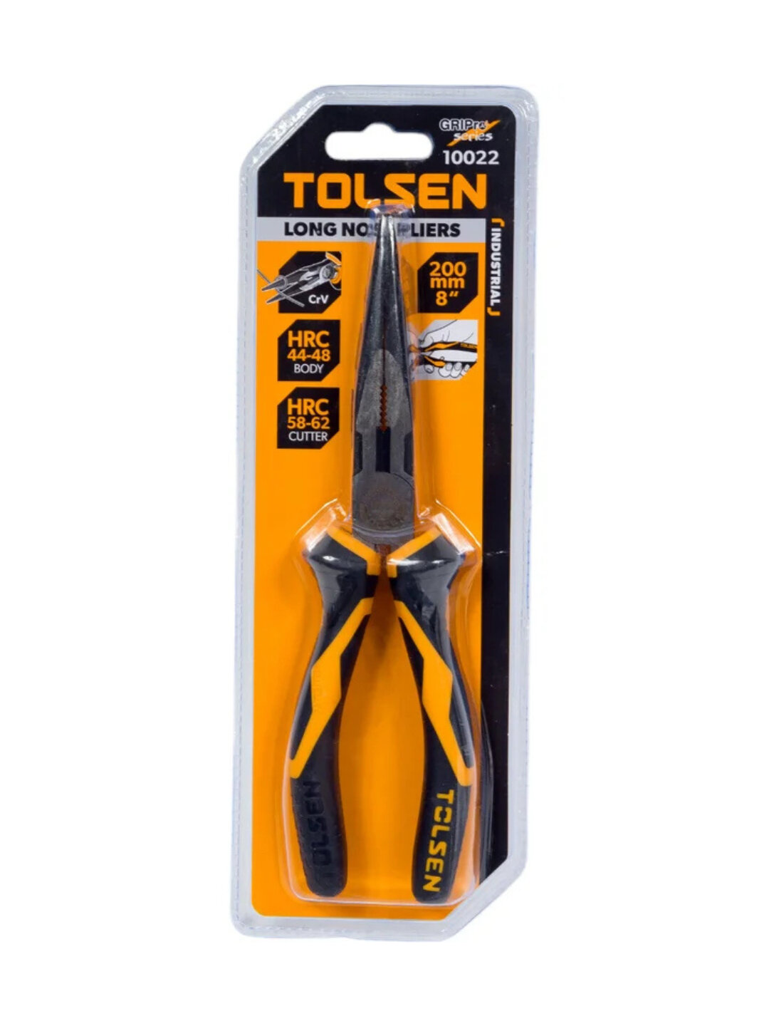 Пассатижи тонконосые Tolsen GRIPRO 10022, длина 20 см, хромированные губки