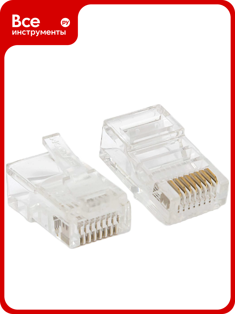Коннектор RJ-45 EKF TERACOM неэкранированный, 8P8C, Cat.5E, универсальный, упаковка 10 штук TRC-PLUG-5EUTP-10