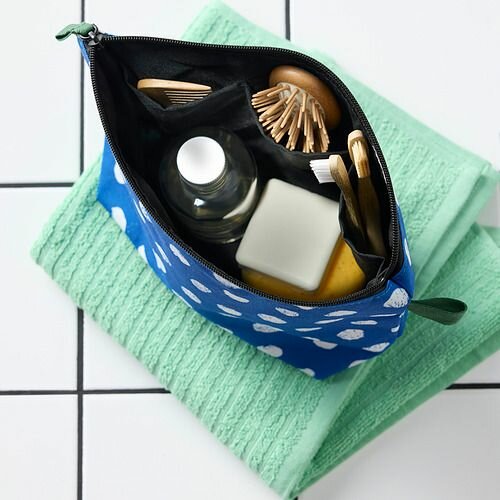 Косметичка ИКЕА, ширина: 30 см., высота: 21 см., , синий, белый — фото 1