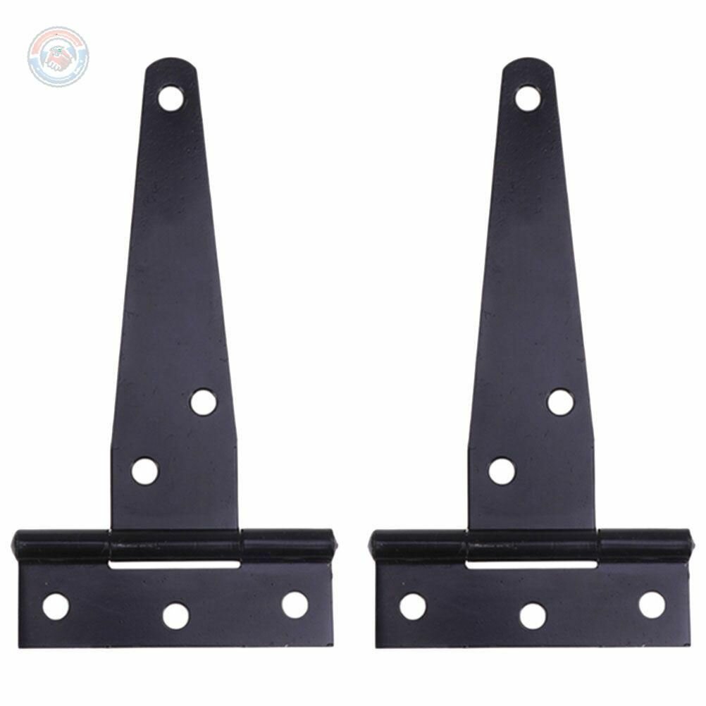 Чёрные усиленные петли для садовых ворот и дверей сарая комплект 2 шт T-образная планка антикоррозийное покрытие универсальный размер 21х72х25 см