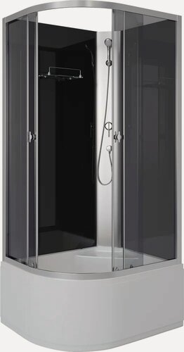 Изображение товара Душевая кабина Niagara Eco E90/70/40R/TN/BK стеклянная, 90x70, высокий поддон, открытая (без крыши), с сиденьем, без гидромассажа