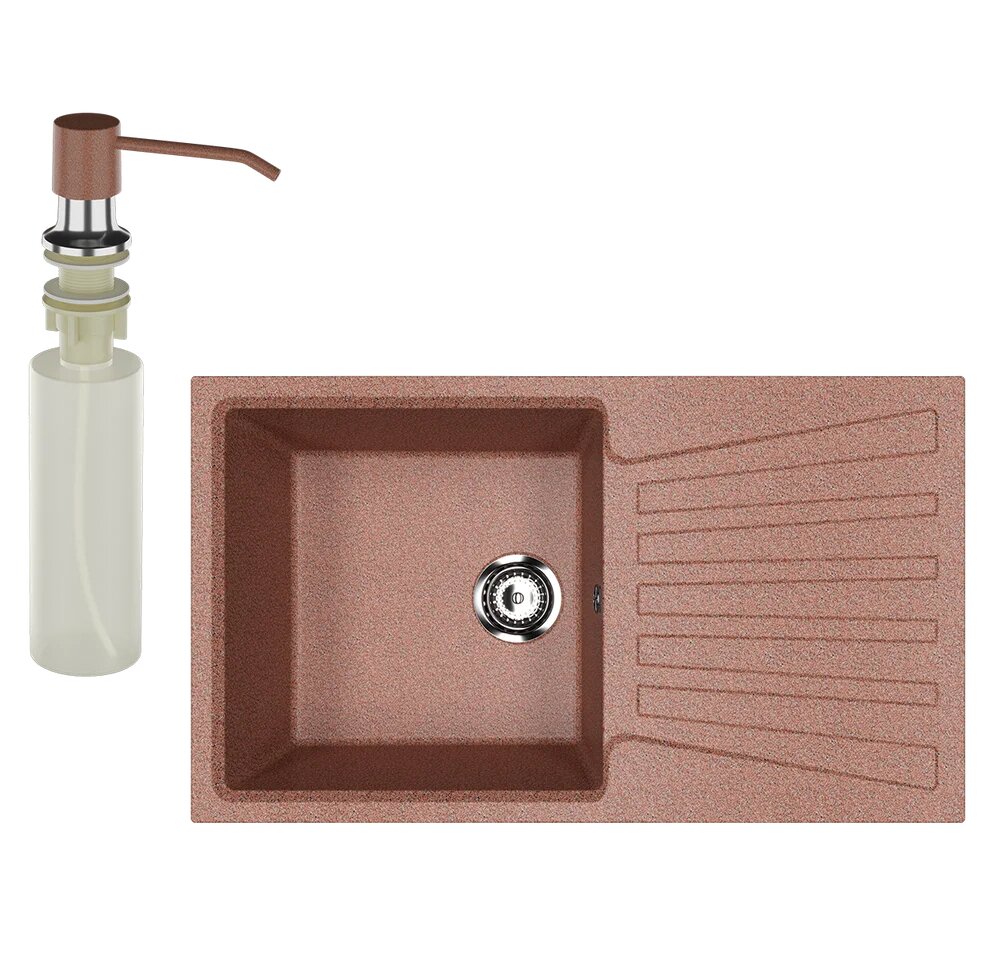 Мойка кухонная Ulgran U-703 307 прямоугольная 83x48 мойка для кухни с крылом коричневая матовая