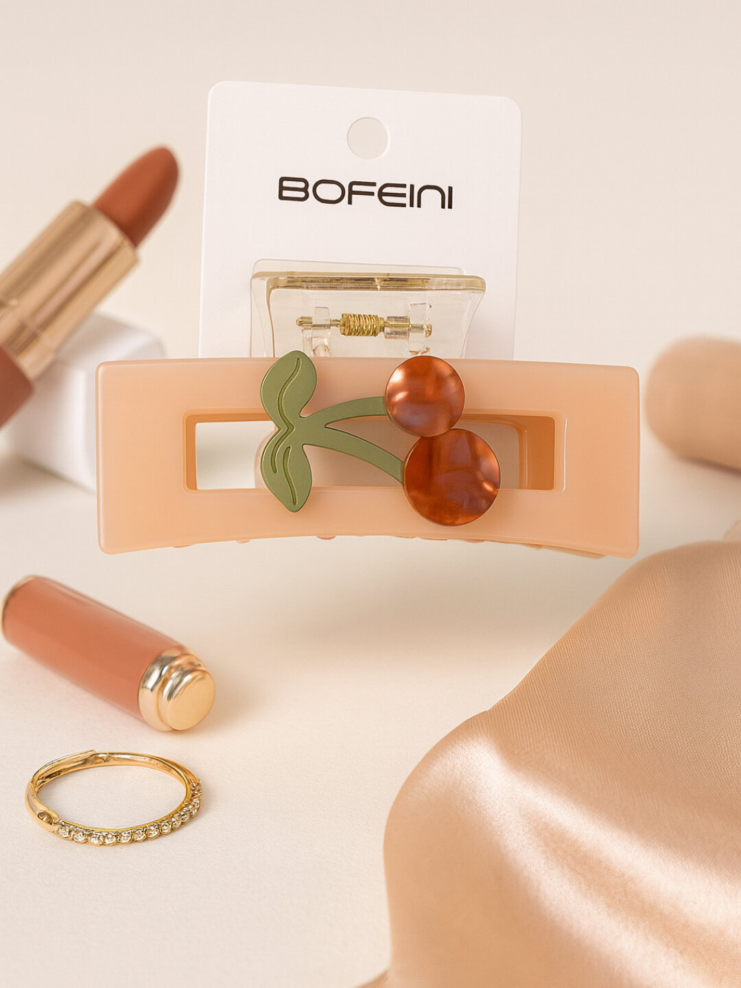 Заколка "Вишня", для ежедневного использования, прочная и изящная