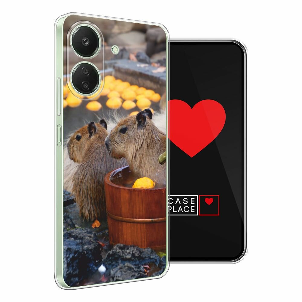 Чехол на Xiaomi Redmi 13C/Poco C65 / Сяоми Редми 13C/Поко С65 с принтом "Капибары отмокают" — фото 1