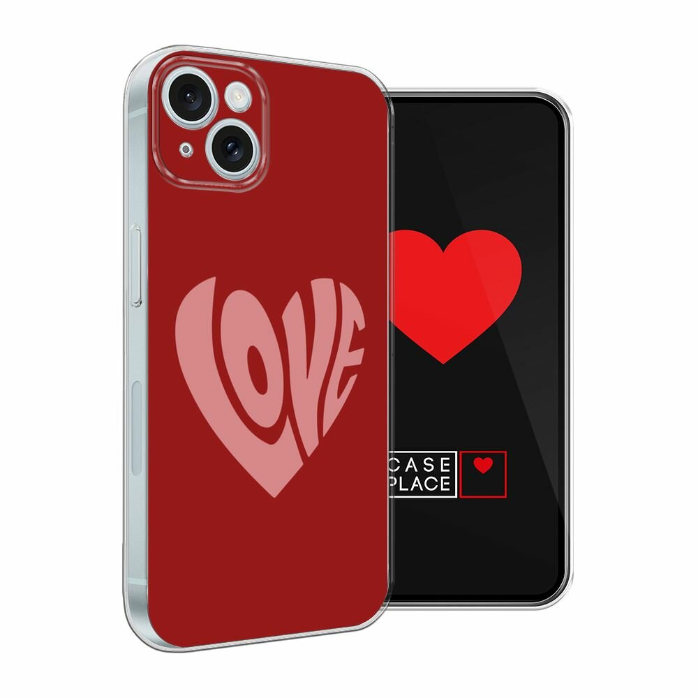 Чехол на Apple iPhone 15 Plus / Айфон 15 Плюс с принтом "Love heart 1 - 14 февраля" — фото 1