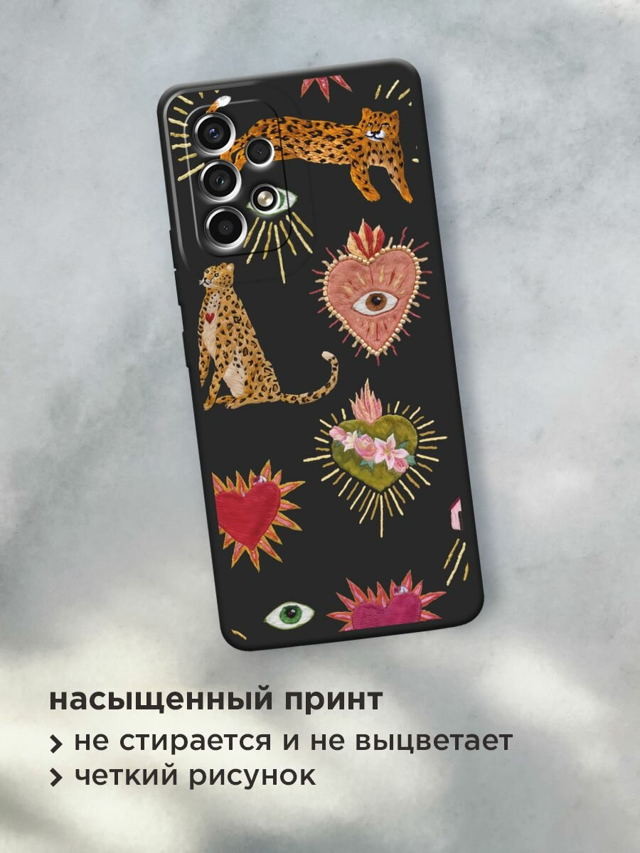 Черный матовый чехол на Samsung Galaxy A53 / Самсунг Галакси А53 с принтом "Сюрреализм паттерн" — фото 1