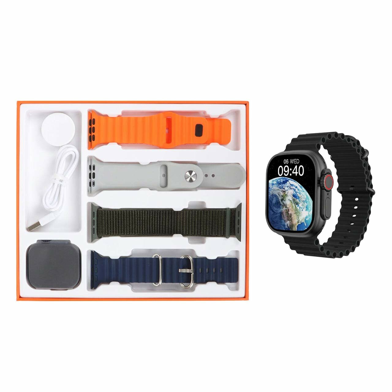 Смарт-часы WS-E9 Ultra: Bluetooth-звонки, спортивные режимы, мониторинг сердечного ритма, совместимость с iOS и Android.