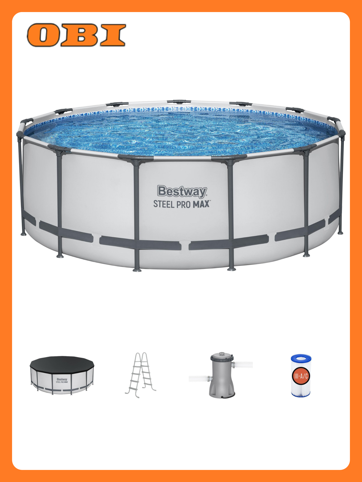 Бассейн каркасный круглый Bestway Steel Pro Max 396х396х122 см