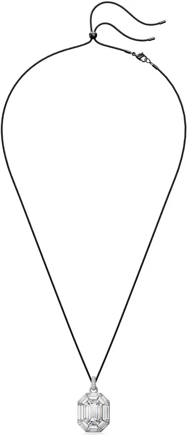 Колье SWAROVSKI, кристаллы Swarovski, длина 75 см, бесцветный, черный, серебряный — фото 1