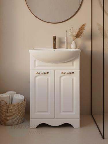 Изображение товара Тумба с раковиной для ванной Francesca Avanti Империя 50 белый (2 двери, ум. Уют 50) с подсветкой