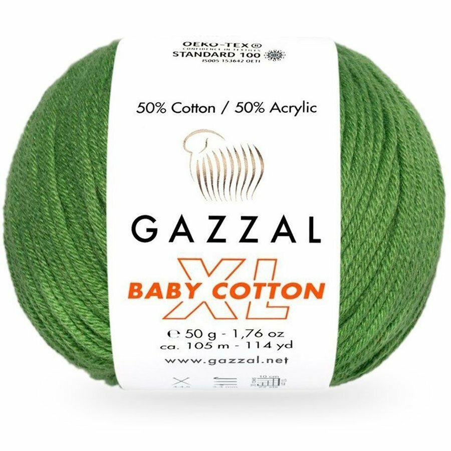 Пряжа Gazzal BABY COTTON XL 3449 трава (5 мотков)