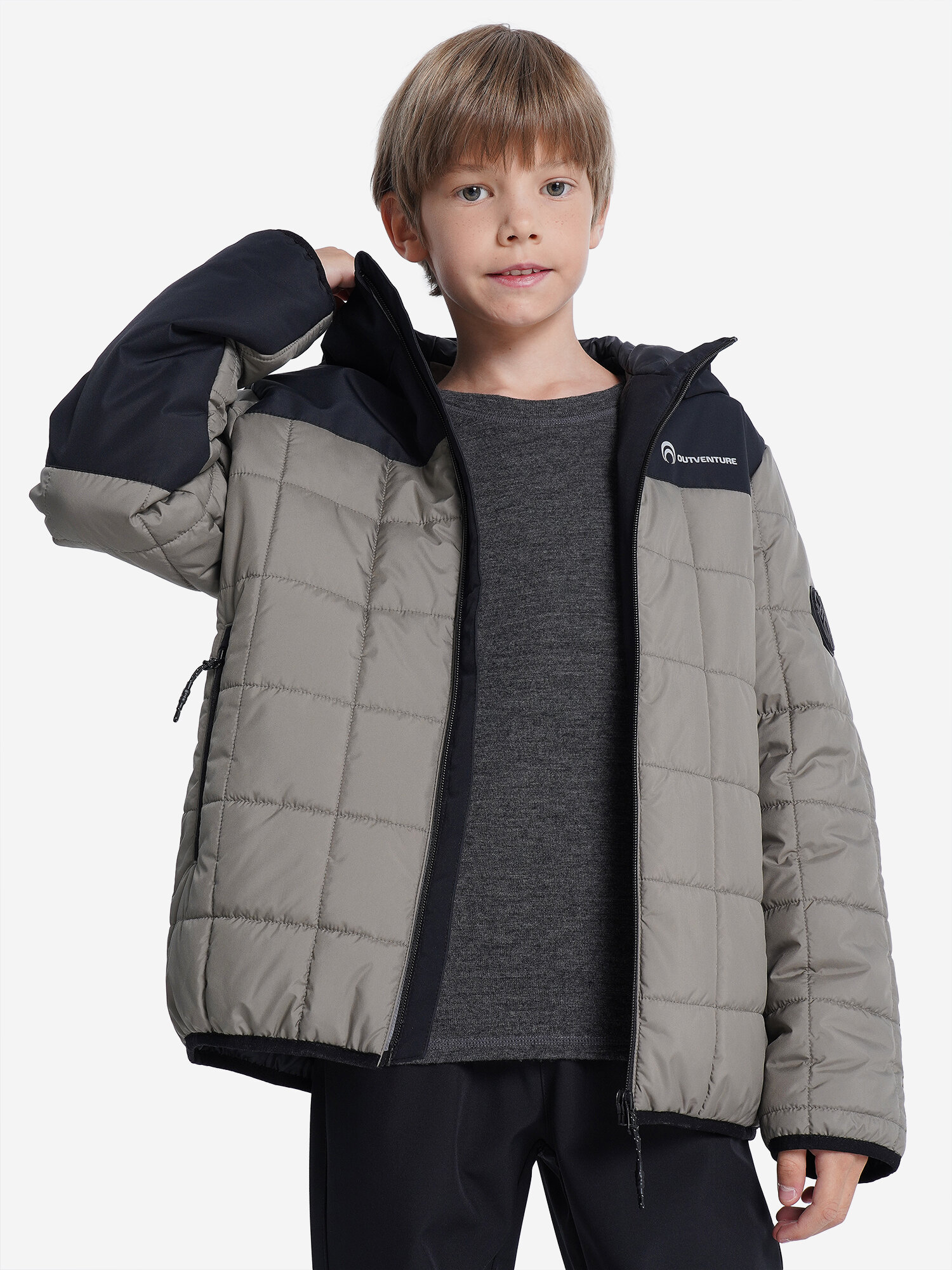 Куртка спортивная OUTVENTURE Active Boys' Padded Jacket, размер 158/164, бежевый