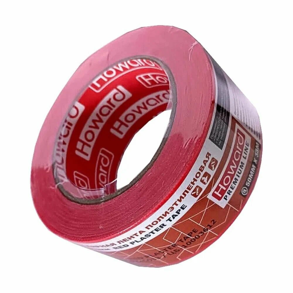 Малярная лента HOWARD PE Red plaster, 50 мм x 33 м, ЦБ-10003612