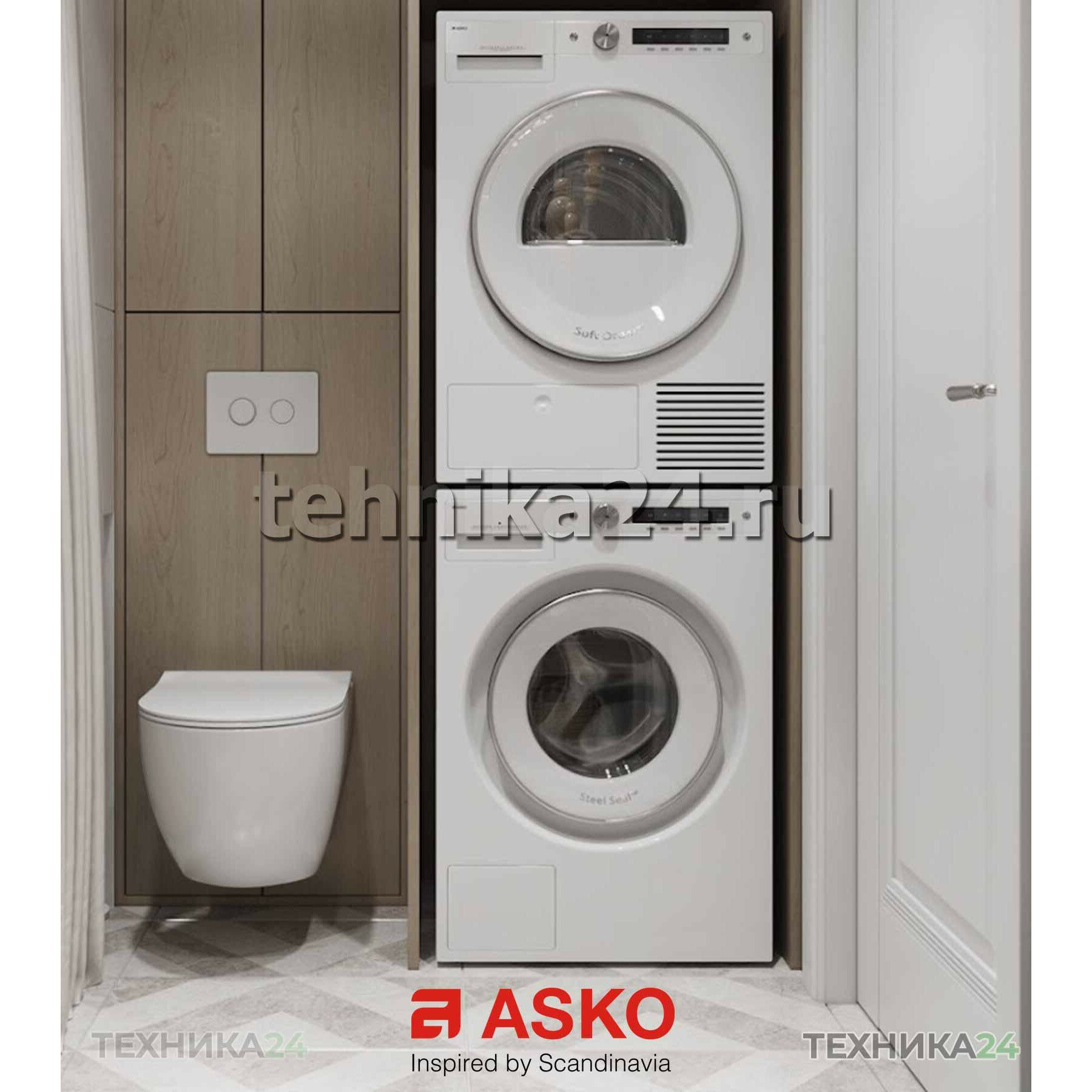 ASKO комплект для установки в колонну Стиральная машина W2086C. W/3 + Сушильная машина с тепловым насосом T208H. W