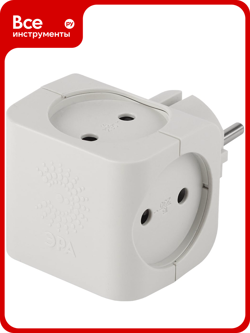 Тройник ЭРА SP-4-W 4гн без заземления белый Б0005103