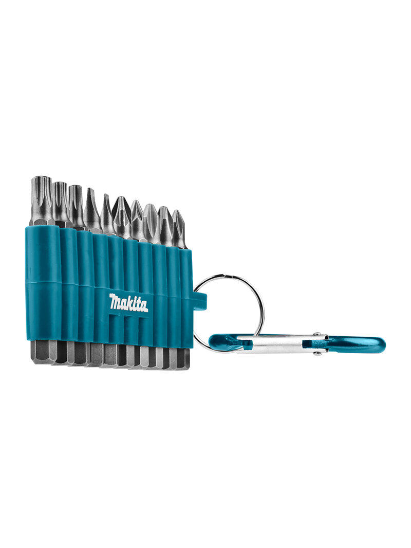Набор бит Makita D-65028, с карабином, в резиновом держателе, 10шт