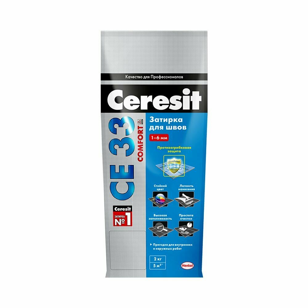 Ceresit ce 33 comfort затирка для швов до 6 мм. с антигрибковым эффектом 31 роса (2кг)