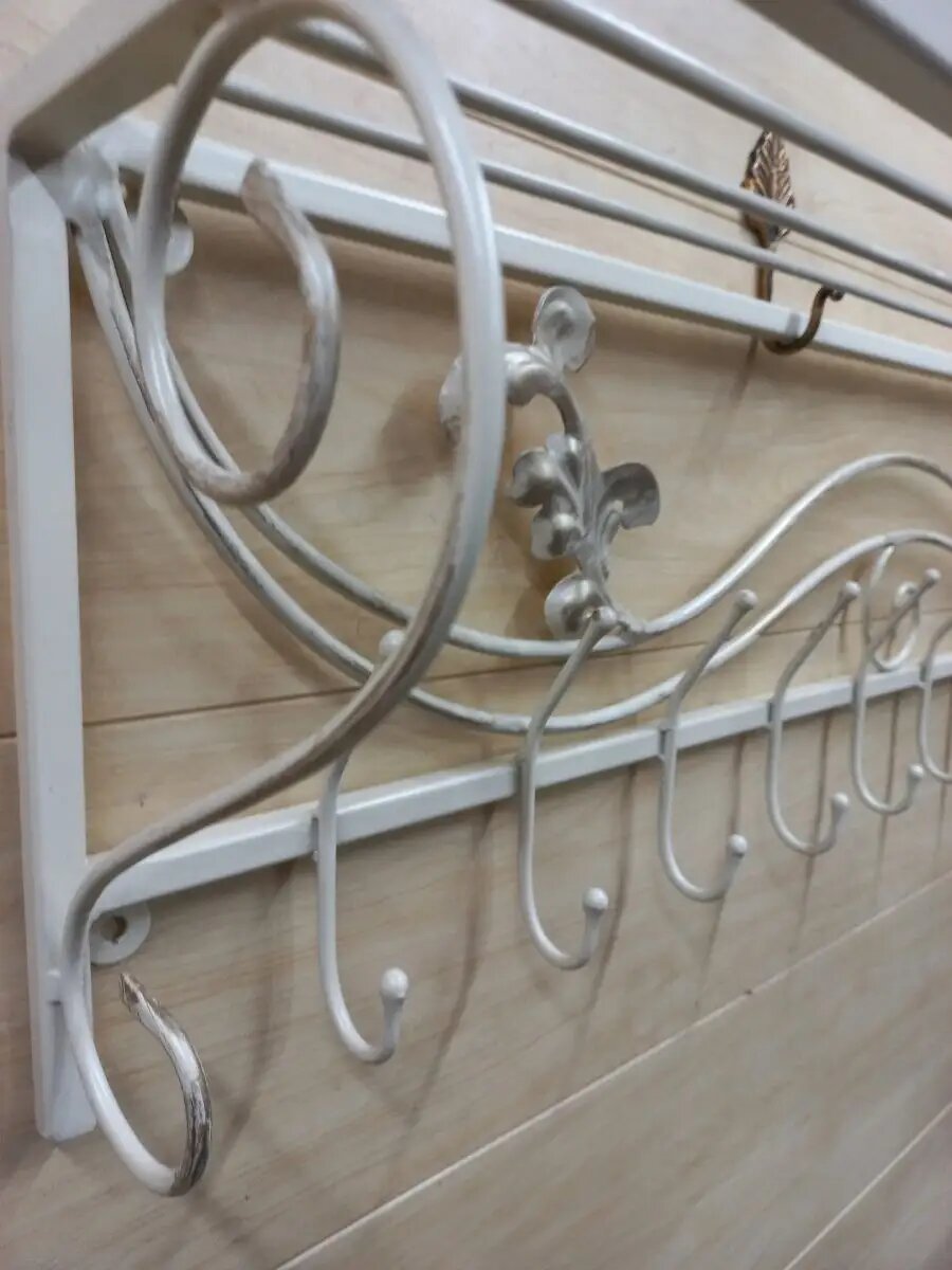 Вешалка настенная, кованая, Студия кованой мебели Нива, цвет слоновая кость — фото 1