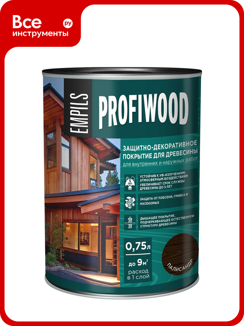 Защитно-декоративное покрытие для древесины PROFIWOOD (палисандр; 0.75 л; 0.7 кг) 72628