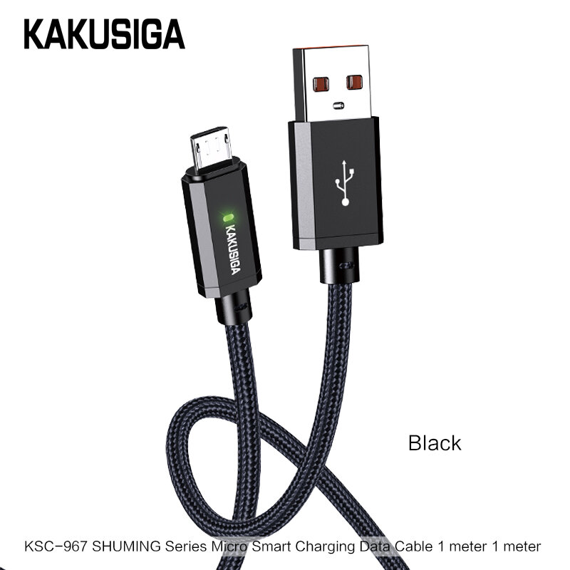 USB кабель KAKUSIGA KSC-967 Micro USB, черный, для быстрой зарядки и синхронизации