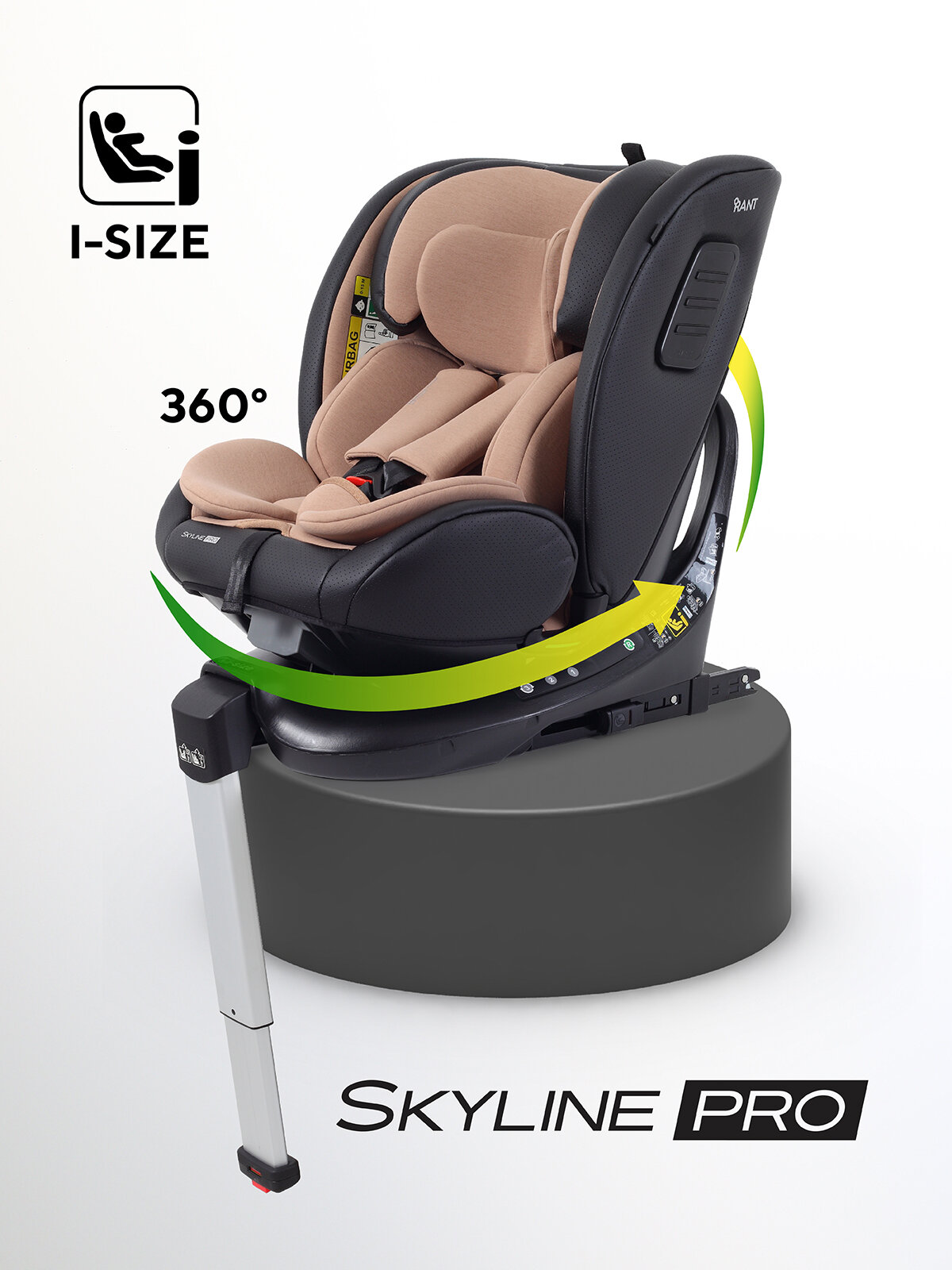 Автокресло RANT YC32 Skyline Pro, Beige, группа 0/1/2/3, рост 40-150см, поворотное, бежевое
