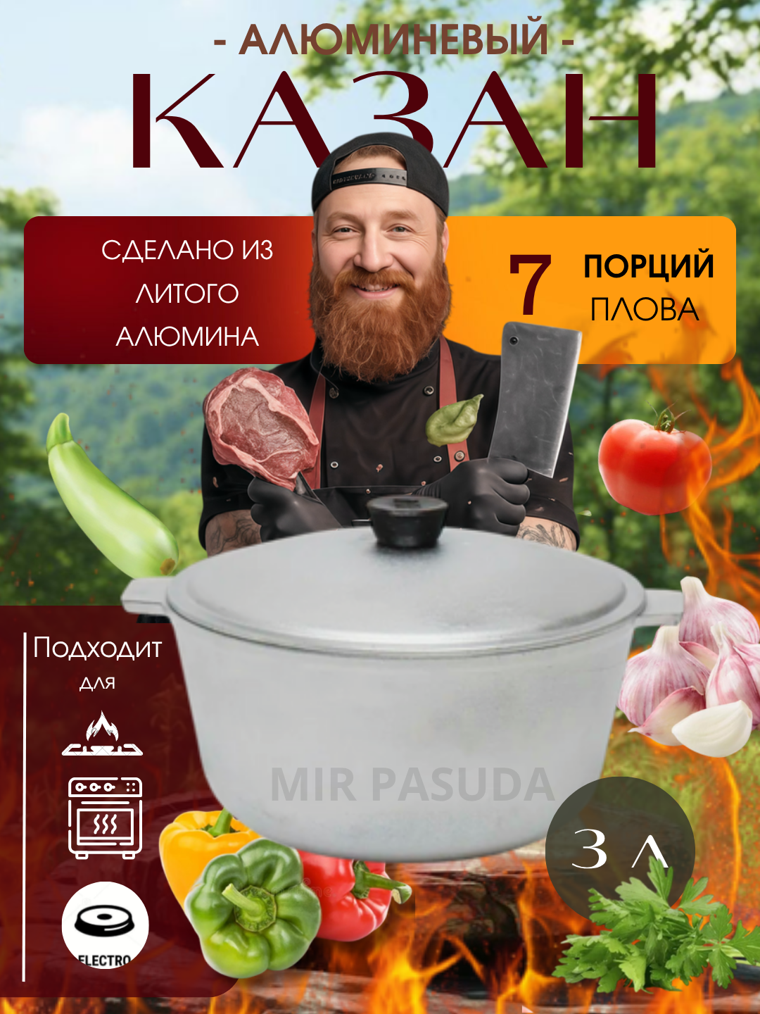Алюминиевые казаны 3– литров – лёгкие, прочные и удобные для повседневного приготовления