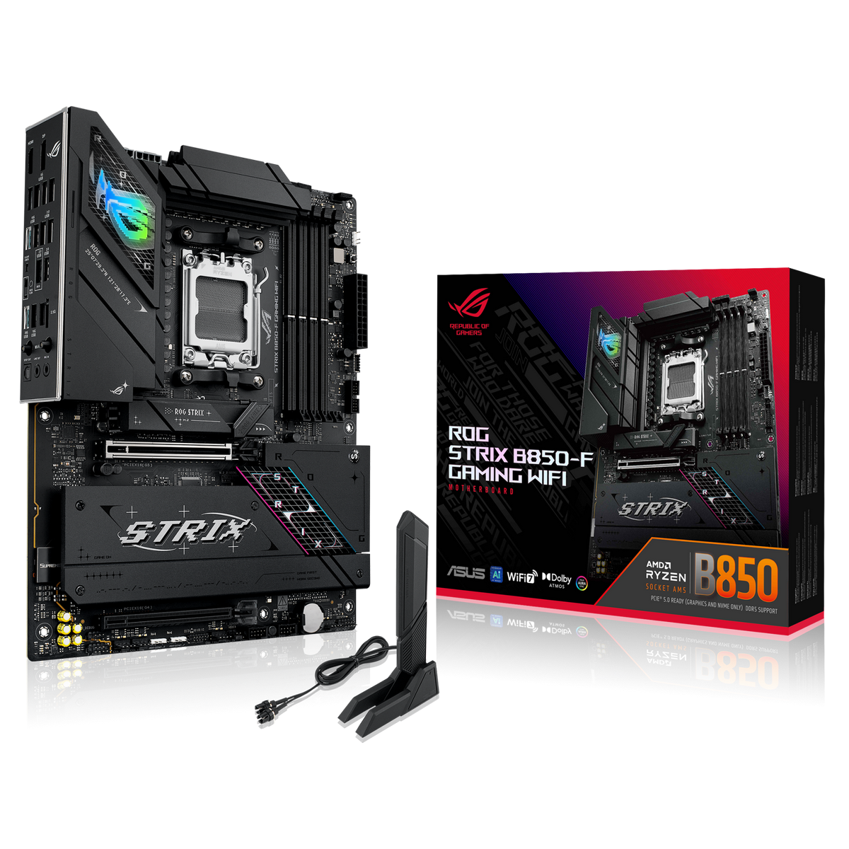 Материнская плата ASUS ROG STRIX B850-F GAMING WIFI AM5 ATX 4xDDR5 2xPCIEx16 4xM.2 2хUSB-C DP HDMI 2.5GLAN Wi-Fi 7 уц-3-3