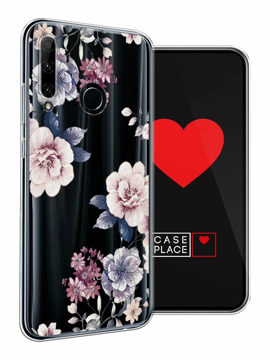 Чехол на Honor 10i/20 Lite 2019/20e/Huawei P Smart Plus 2019 / Хонор 10i с принтом "Нежные винтажные цветы", прозрачный — фото 1