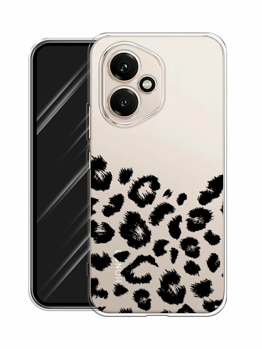 Чехол на Honor 400 / Хонор 400 с принтом "Окрас леопарда фон черный", прозрачный — фото 1
