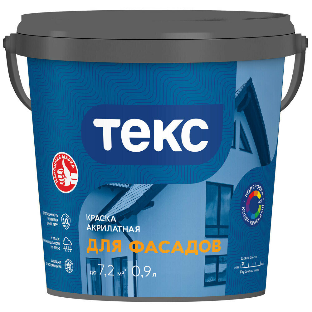 Краска фасадная Teks акрилатная база D бесцветная 09 л