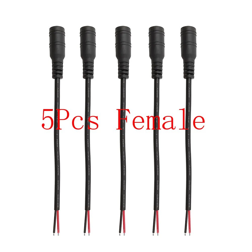 5/10 шт. 15 см 55x21 мм 12 В постоянного тока вилка-гнездо Кабель с разъемом для камеры видеонаблюдения 5050 3528 Светодиодная светильник 5Pcs Female