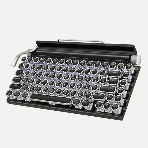 Изображение товара Механическая игровая беспроводная клавиатура в стиле ретро с возможностью горячей замены 83 клавиши, Bluetooth 5.0 + USB, возможность регулировки 14 режимов освещения, подходит для компьютера, ноутбука, мобильных игр, русская /английская клавиатура.