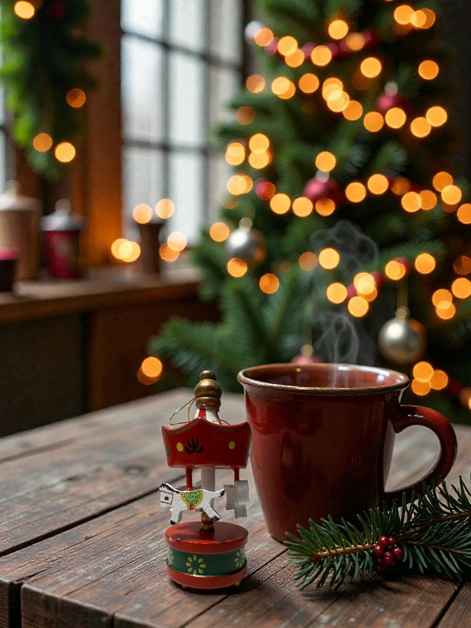 Набор новогодних елочных деревянных игрушек "Карусель" 3шт в упаковке