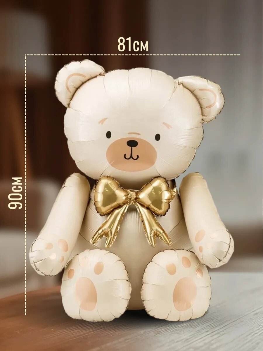 Фольгированный воздушный шар Медведь с бантом — фото 1