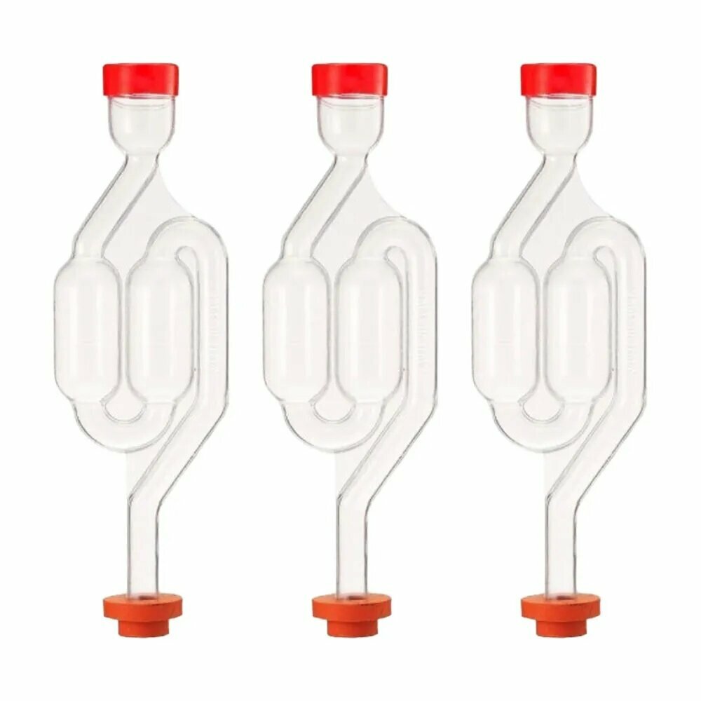 Гидрозатвор для брожения S-образный двухкамерный 3 штуки в комплекте