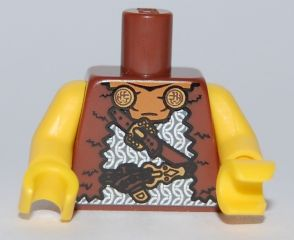 Torso Viking Vest with Chain Mail and Belts Pattern / Yellow Arms / Yellow Hands, 973pb0852c01 Reddish Brown U