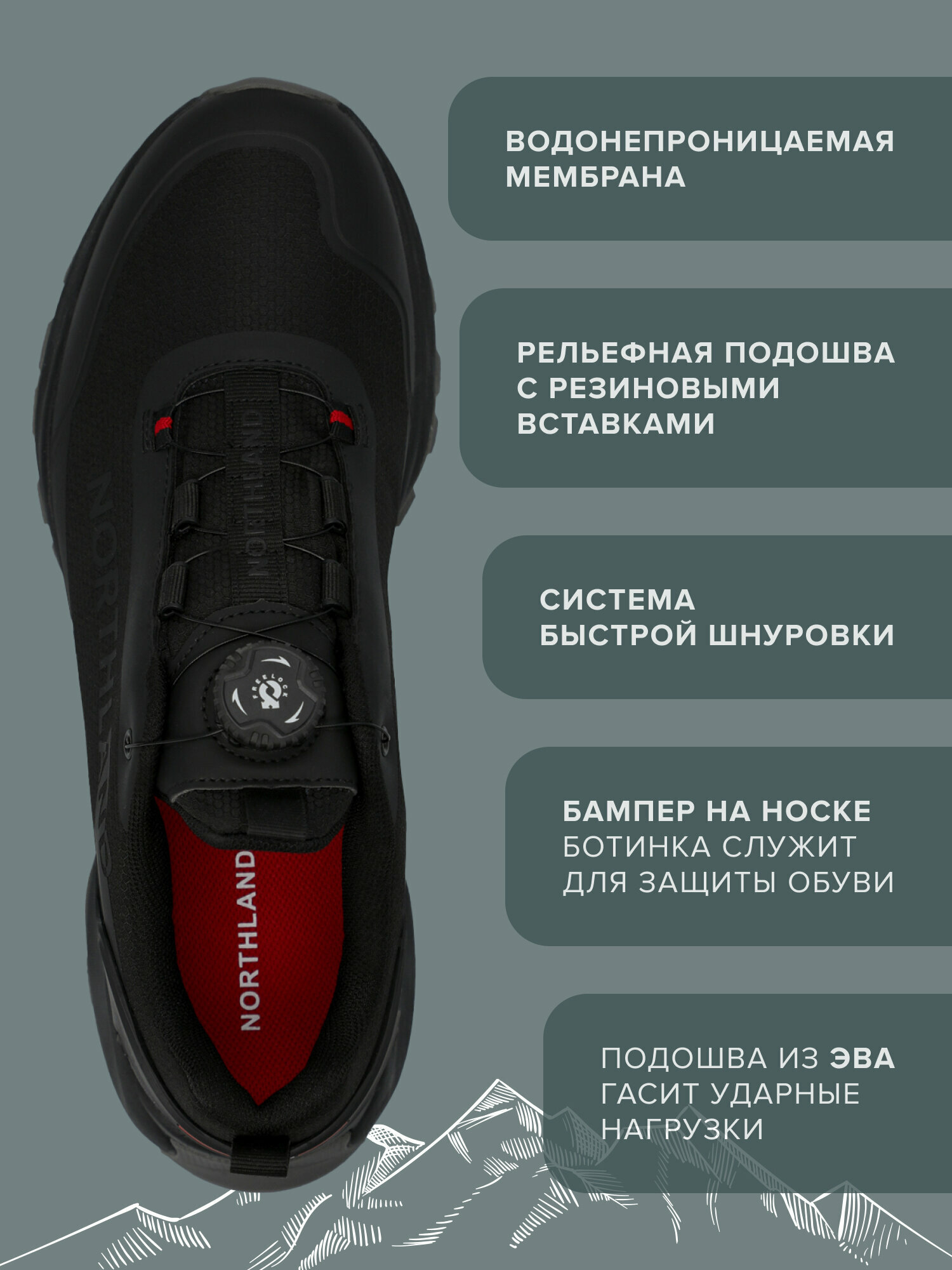 Полуботинки Northland, размер 41, черный — фото 1