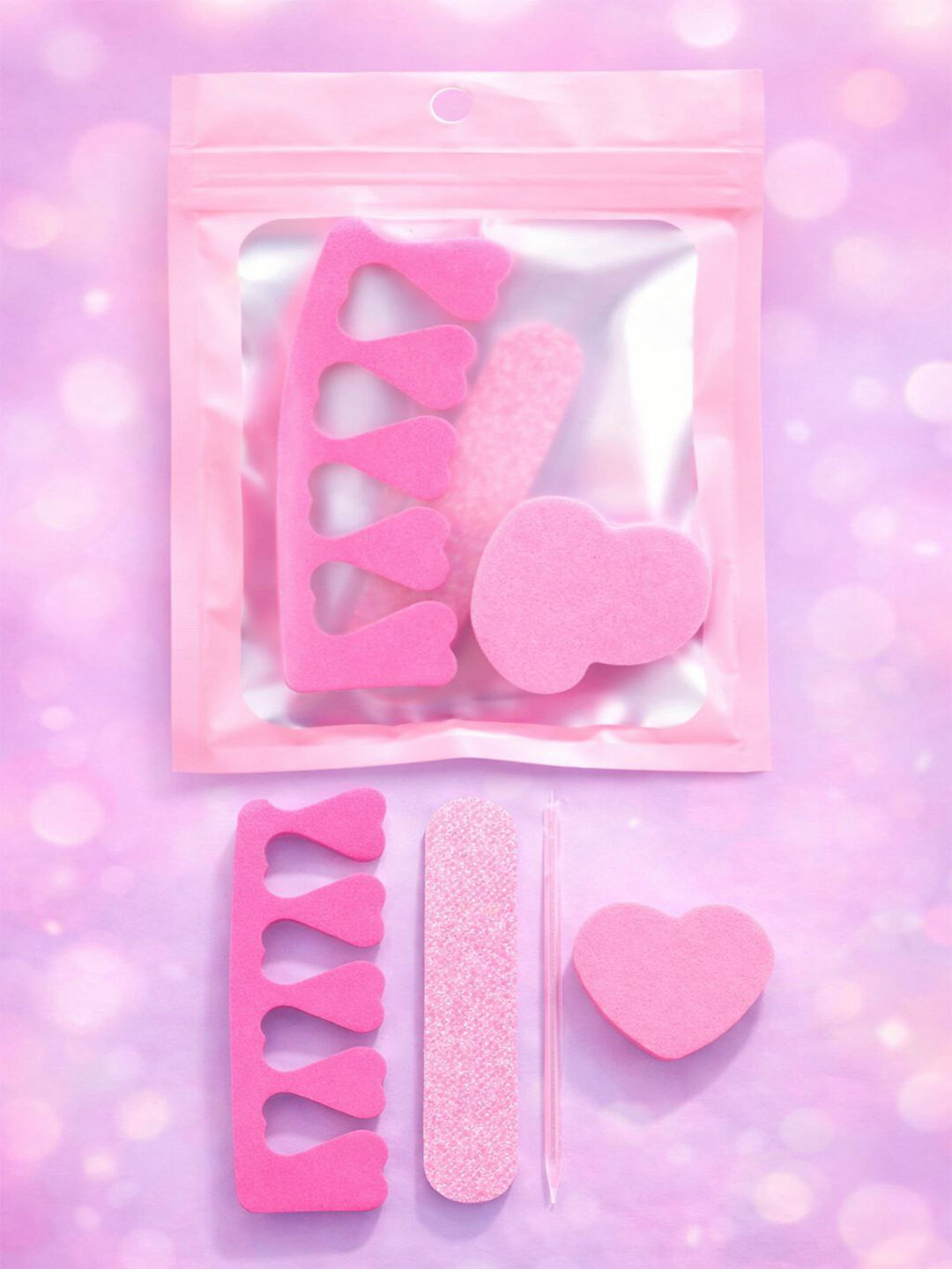 Набор для маникюра и педикюра, пилка, баф, разделитель пальцев, палочка