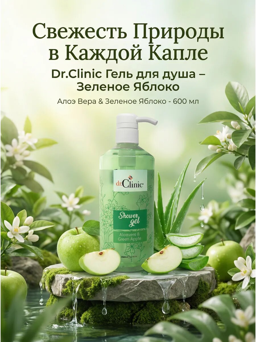 Гель для душа – Зеленое Яблоко - Green 600 мл