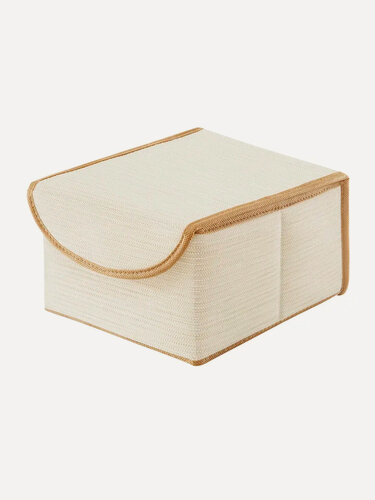 Изображение товара Коробка для хранения Casy Home Лен с крышкой 21x26x15см цвет бежевый