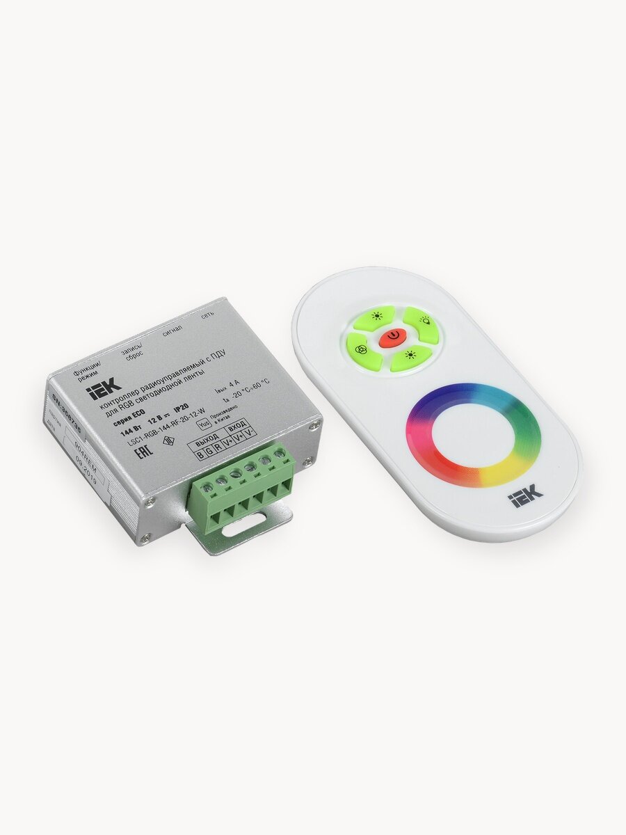 Контроллер с ПДУ радио RGB 3 канала 12В 4А 144Вт, IP20, металлический корпус, IEK