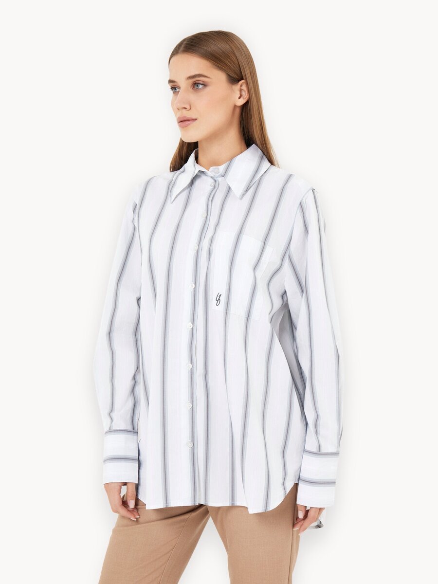 Рубашка Sela, размер S INT, голубой графика мелкая