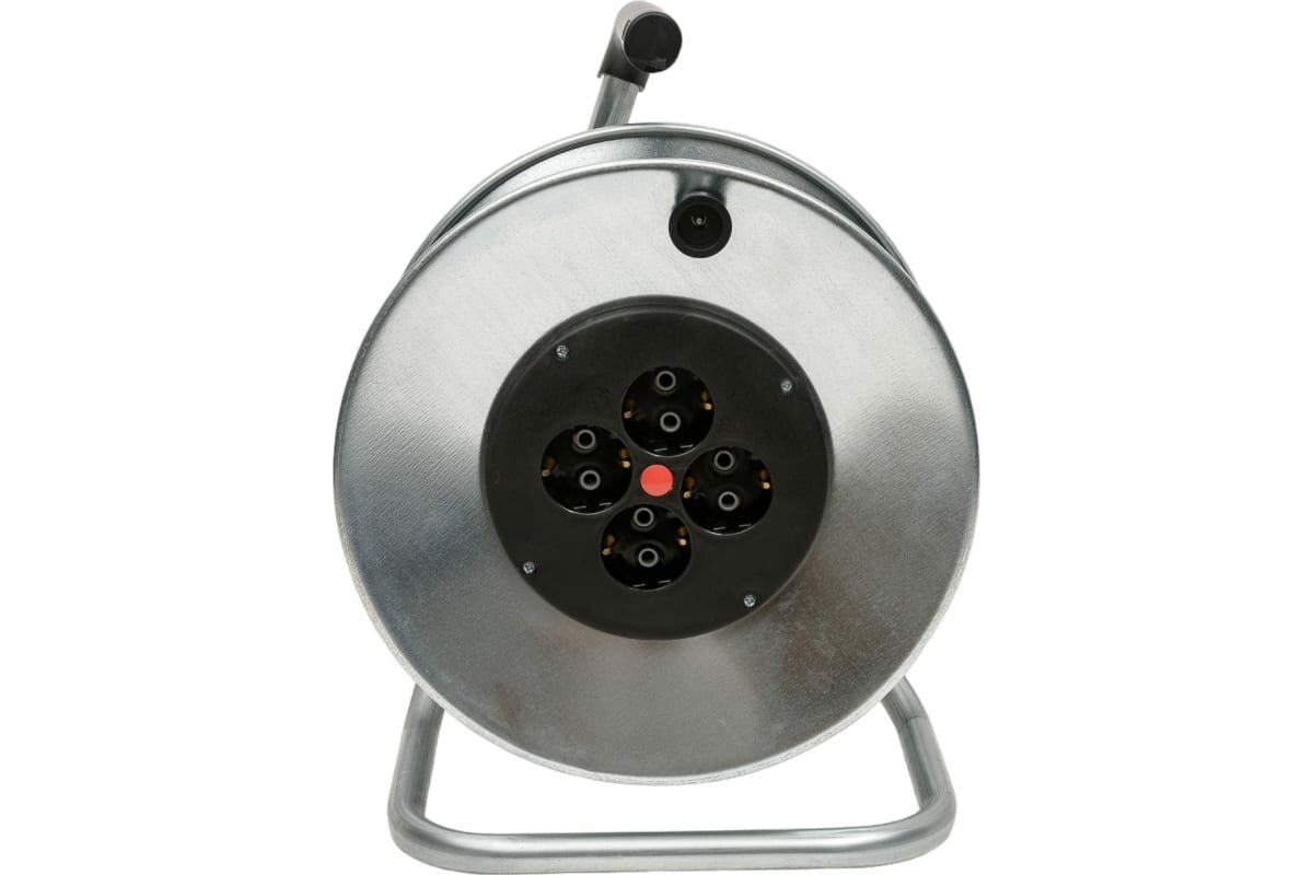 Катушка LUX K4-Е с металлическим ободом 4 встр. розетки с з/к без провода