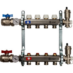 фото Коллекторная группа STOUT SMS 0912 000005, 1" ВР, 5 отводов 3/4"